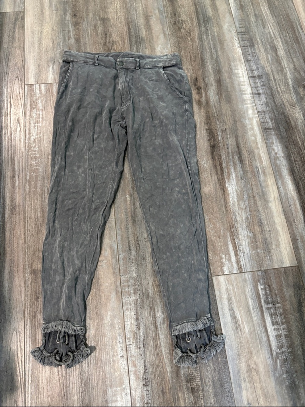 Chaser Gray Skinny Pants with Lace-Up Ankle XS